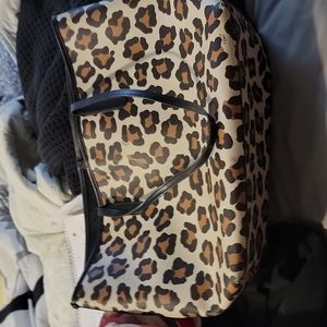 Coach Taxi zip Tote Bag LeppardPrint Purse Cream, Bowne, Black, Black canvas ins